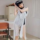 Set: Ruffle Swimsuit + Dotted Dress