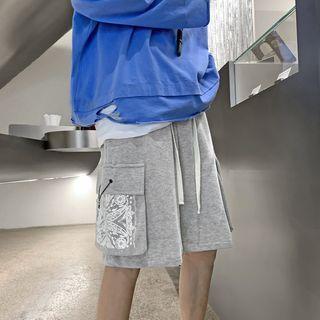 Print Pocket Straight Leg Sweatshorts