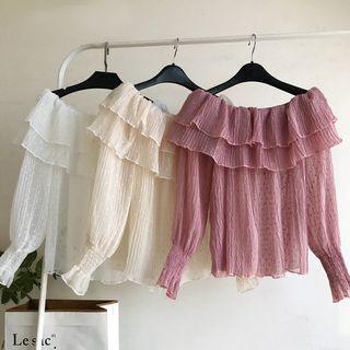 Ruffle Off Shoulder Long-sleeve Top