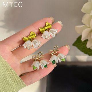 Bow Floral Drop Earring
