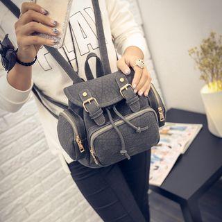 Faux-suede Buckled Backpack
