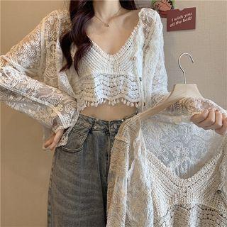 Perforated Camisole Top / Light Jacket