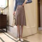 High-waist Double-button-accent Midi Skirt