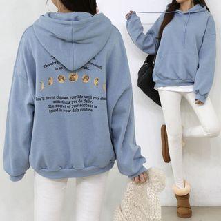 Letter Moon-printed Hoodie