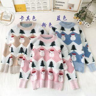 Two Tone Snowman Print Sweater