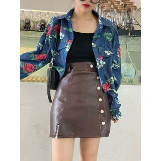 Mini Pencil Faux Leather Skirt