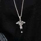 Angel Pendant Necklace 1pc - Silver - One Size