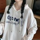 Lettering Cartoon Embroidered Hoodie