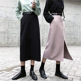 Front Slit Midi Straight-fit Skirt