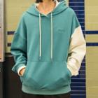 Two-tone Lettering Embroidered Hoodie