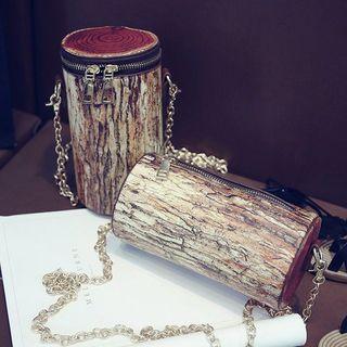 Faux-leather Wood Cross Bag