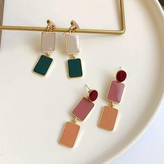 Rectangle Drop Sterling Silver Ear Stud