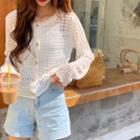 Lace Up Knit Long-sleeved Top