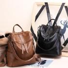 Faux Leather Backpack With Shoulder Strap
