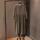 Long-sleeve Floral Midi Shirtdress Almond Floral - Blue - One Size
