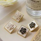 Floral Square Sterling Silver Ear Stud