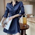 Satin Mini A-line Shirt Dress