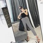 Cropped Patterned Straight Fit Pants