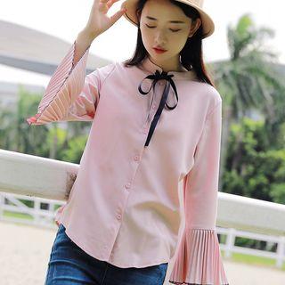 Bell-sleeve Bow-tied Blouse