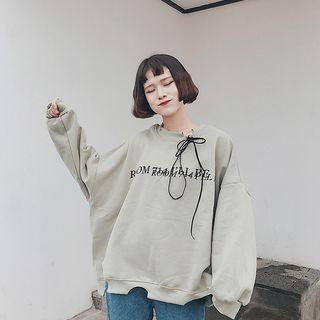 Letter Distressed Hem Sweatshirt