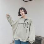 Letter Distressed Hem Sweatshirt
