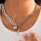Asymmetrical Chain Necklace 1pc - 5094 - Silver - One Size