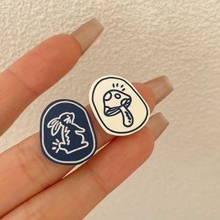 Rabbit Mushroom Asymmetrical Alloy Earring