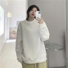 Long-sleeve Pattern Sweatshirt White - One Size