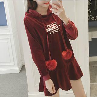 Lettering Hooded Dress