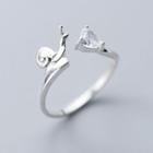 925 Sterling Silver Rhinestone Snail Open Ring Silver - One Size