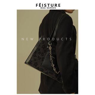 Floral Tote Bag Black - One Size