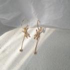 Rabbit Rhinestone Dangle Earring 1 Pair - S925 Silver - Gold - One Size