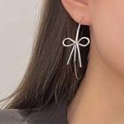 Bow Alloy Open Hoop Earring 1 Pair - E3006 - Silver - One Size