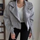 Belted Furry Cropped Rider Jacket One Size