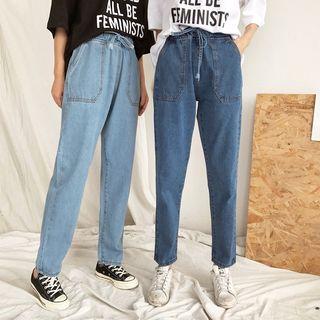 High-waist Loose-fit Cropped Jeans