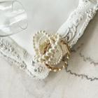 Set: Chain Bangle + Pearl Bracelet Gold - One Size