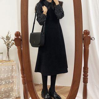 Wide Strap Midi A-line Pinafore Dress