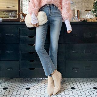 Washed Napped Boot-cut Jeans