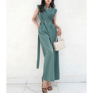 Sleeveless Belted Blazer Jumpsuit