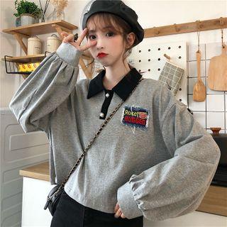 Polo-neck Embroidered Sweatshirt