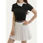 Asymmetric Contrast-collar T-shirt