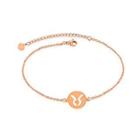 Simple Fashion Plated Rose Gold Twelve Constellation Taurus Round 316l Stainless Steel Bracelet Rose Gold - One Size