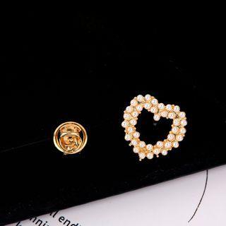Faux Pearl Heart Brooch As Shown In Figure - One Size