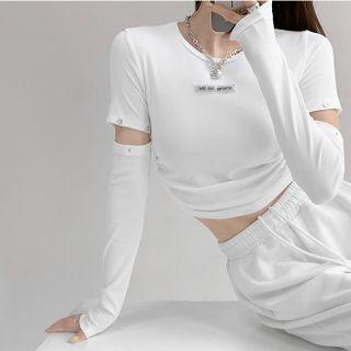 Details Convertible Drawstring Crop T-shirt