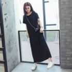 Cold Shoulder Short-sleeve Maxi T-shirt Dress