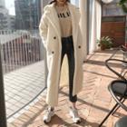 Double-breasted Fuax-fur Coat Ivory - One Size