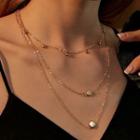 Metal Bead Layered Necklace 01kc-5316 - Gold - One Size