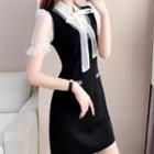 Short-sleeve Bow Accent Mini Collared Dress