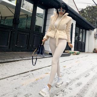 Zip-up Padded Jacket With Belt