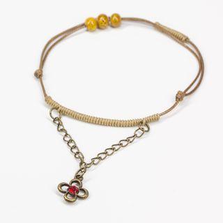 Beaded Anklet With Flower Charm
